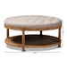 Baxton Studio Ambroise French Provincial Beige Linen Fabric Upholstered and White-Washed Oak Wood Button-Tufted Cocktail Ottoman with Shelf - TSF7731-Beige/Natural Oak-Otto