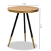 Baxton Studio Lauro Modern and Contemporary Round Walnut Wood and Metal End Table with Two-Tone Black and Gold Legs - RS410-W-ET