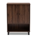 Baxton Studio Rossin Modern and Contemporary Walnut Brown Finished 2-Door Wood Entryway Shoe Storage Cabinet - ATSC1613-Columbia-Shoe Cabinet