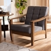 Baxton Studio Larsen Mid-Century Modern Gray Fabric Upholstered Walnut Wood Lounge Chair - SW5506-Grey/Walnut-CC