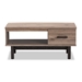 Baxton Studio Arend Modern and Contemporary Two-Tone Oak Brown and Black Wood 1-Drawer Coffee Table - MH2156-Safari Oak/Ebony-CT