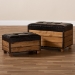 Baxton Studio Marelli Rustic Dark Brown Faux Leather Upholstered 2-Piece Wood Storage Trunk Ottoman Set - JY17A053-Dark Brown-2PC Ottoman Set