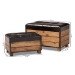 Baxton Studio Marelli Rustic Dark Brown Faux Leather Upholstered 2-Piece Wood Storage Trunk Ottoman Set - JY17A053-Dark Brown-2PC Ottoman Set