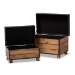 Baxton Studio Marelli Rustic Dark Brown Faux Leather Upholstered 2-Piece Wood Storage Trunk Ottoman Set - JY17A053-Dark Brown-2PC Ottoman Set