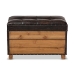 Baxton Studio Marelli Rustic Dark Brown Faux Leather Upholstered 2-Piece Wood Storage Trunk Ottoman Set - JY17A053-Dark Brown-2PC Ottoman Set