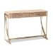 Baxton Studio Lafoy Modern and Contemporary Natural Brown Finished Wood and Gold Finished 2-Drawer Console Table