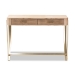 Baxton Studio Lafoy Modern and Contemporary Natural Brown Finished Wood and Gold Finished 2-Drawer Console Table - FJ2A034-Light Brown-Console