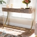 Baxton Studio Lafoy Modern and Contemporary Natural Brown Finished Wood and Gold Finished 2-Drawer Console Table - FJ2A034-Light Brown-Console