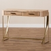 Baxton Studio Lafoy Modern and Contemporary Natural Brown Finished Wood and Gold Finished 2-Drawer Console Table - FJ2A034-Light Brown-Console