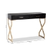 Baxton Studio Carville Modern and Contemporary Dark Brown Faux Leather Upholstered Gold Finished 2-Drawer Console Table - FJ2A035-Dark Brown-Console