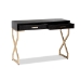 Baxton Studio Carville Modern and Contemporary Dark Brown Faux Leather Upholstered Gold Finished 2-Drawer Console Table - FJ2A035-Dark Brown-Console