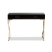 Baxton Studio Carville Modern and Contemporary Dark Brown Faux Leather Upholstered Gold Finished 2-Drawer Console Table - FJ2A035-Dark Brown-Console