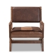 Baxton Studio Rovelyn Rustic Brown Faux Leather Upholstered Walnut Finished Wood Lounge Chair - Rovelyn-Dark Brown/Walnut-CC