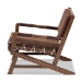 Baxton Studio Rovelyn Rustic Brown Faux Leather Upholstered Walnut Finished Wood Lounge Chair - Rovelyn-Dark Brown/Walnut-CC