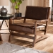 Baxton Studio Rovelyn Rustic Brown Faux Leather Upholstered Walnut Finished Wood Lounge Chair - Rovelyn-Dark Brown/Walnut-CC