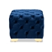 Baxton Studio Avara Glam and Luxe Royal Blue Velvet Fabric Upholstered Gold Finished Button Tufted Ottoman - TSFOT029-Dark Royal Blue/Gold-Otto