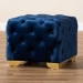Baxton Studio Avara Glam and Luxe Royal Blue Velvet Fabric Upholstered Gold Finished Button Tufted Ottoman - TSFOT029-Dark Royal Blue/Gold-Otto