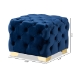 Baxton Studio Avara Glam and Luxe Royal Blue Velvet Fabric Upholstered Gold Finished Button Tufted Ottoman - TSFOT029-Dark Royal Blue/Gold-Otto