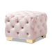 Baxton Studio Avara Glam and Luxe Light Pink Velvet Fabric Upholstered Gold Finished Button Tufted Ottoman