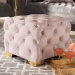Baxton Studio Avara Glam and Luxe Light Pink Velvet Fabric Upholstered Gold Finished Button Tufted Ottoman - TSFOT029-Light Pink/Gold-Otto