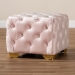 Baxton Studio Avara Glam and Luxe Light Pink Velvet Fabric Upholstered Gold Finished Button Tufted Ottoman - TSFOT029-Light Pink/Gold-Otto