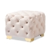 Baxton Studio Avara Glam and Luxe Light Beige Velvet Fabric Upholstered Gold Finished Button Tufted Ottoman