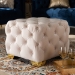 Baxton Studio Avara Glam and Luxe Light Beige Velvet Fabric Upholstered Gold Finished Button Tufted Ottoman - TSFOT029-Light Beige/Gold-Otto