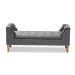 Baxton Studio Perret Modern and Contemporary Gray Linen Fabric Upholstered Oak Brown Finished Wood Bench - TSF7739-Grey/Natural Oak-Bench