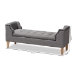 Baxton Studio Perret Modern and Contemporary Gray Linen Fabric Upholstered Oak Brown Finished Wood Bench - TSF7739-Grey/Natural Oak-Bench