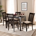 Baxton Studio Minette Modern and Contemporary Sand Fabric Upholstered Espresso Brown Finished Wood 5-Piece Dining Set - RH319C-Sand/Dark Brown-5PC Dining Set
