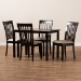 Baxton Studio Minette Modern and Contemporary Sand Fabric Upholstered Espresso Brown Finished Wood 5-Piece Dining Set - RH319C-Sand/Dark Brown-5PC Dining Set