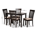Baxton Studio Minette Modern and Contemporary Sand Fabric Upholstered Espresso Brown Finished Wood 5-Piece Dining Set - RH319C-Sand/Dark Brown-5PC Dining Set