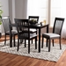 Baxton Studio Minette Modern and Contemporary Gray Fabric Upholstered Espresso Brown Finished Wood 5-Piece Dining Set - RH319C-Grey/Dark Brown-5PC Dining Set