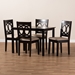 Baxton Studio Lenoir Modern and Contemporary Sand Fabric Upholstered Espresso Brown Finished Wood 5-Piece Dining Set - RH315C-Sand/Dark Brown-5PC Dining Set