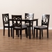 Baxton Studio Lenoir Modern and Contemporary Gray Fabric Upholstered Espresso Brown Finished Wood 5-Piece Dining Set - RH315C-Grey/Dark Brown-5PC Dining Set