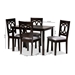 Baxton Studio Lenoir Modern and Contemporary Gray Fabric Upholstered Espresso Brown Finished Wood 5-Piece Dining Set - RH315C-Grey/Dark Brown-5PC Dining Set