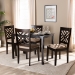 Baxton Studio Caron Modern and Contemporary Sand Fabric Upholstered Espresso Brown Finished Wood 5-Piece Dining Set - RH317C-Sand/Dark Brown-5PC Dining Set
