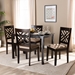 Baxton Studio Caron Modern and Contemporary Sand Fabric Upholstered Espresso Brown Finished Wood 5-Piece Dining Set - RH317C-Sand/Dark Brown-5PC Dining Set