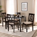 Baxton Studio Reneau Modern and Contemporary Sand Fabric Upholstered Espresso Brown Finished Wood 5-Piece Dining Set - RH316C-Sand/Dark Brown-5PC Dining Set