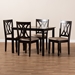 Baxton Studio Reneau Modern and Contemporary Sand Fabric Upholstered Espresso Brown Finished Wood 5-Piece Dining Set - RH316C-Sand/Dark Brown-5PC Dining Set