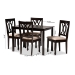 Baxton Studio Reneau Modern and Contemporary Sand Fabric Upholstered Espresso Brown Finished Wood 5-Piece Dining Set - RH316C-Sand/Dark Brown-5PC Dining Set