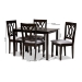 Baxton Studio Reneau Modern and Contemporary Gray Fabric Upholstered Espresso Brown Finished Wood 5-Piece Dining Set - RH316C-Grey/Dark Brown-5PC Dining Set