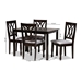 Baxton Studio Reneau Modern and Contemporary Gray Fabric Upholstered Espresso Brown Finished Wood 5-Piece Dining Set - RH316C-Grey/Dark Brown-5PC Dining Set