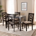Baxton Studio Lanier Modern and Contemporary Sand Fabric Upholstered Espresso Brown Finished Wood 5-Piece Dining Set - RH318C-Sand/Dark Brown-5PC Dining Set