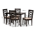 Baxton Studio Lanier Modern and Contemporary Sand Fabric Upholstered Espresso Brown Finished Wood 5-Piece Dining Set - RH318C-Sand/Dark Brown-5PC Dining Set