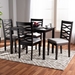 Baxton Studio Lanier Modern and Contemporary Gray Fabric Upholstered Espresso Brown Finished Wood 5-Piece Dining Set - RH318C-Grey/Dark Brown-5PC Dining Set