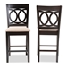 Baxton Studio Lenoir Modern and Contemporary Sand Fabric Upholstered Espresso Brown Finished Wood 2-Piece Counter Height Pub Chair Set - RH315P-Sand/Dark Brown-PC