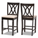 Baxton Studio Reneau Modern and Contemporary Sand Fabric Upholstered Espresso Brown Finished Wood Counter Height Pub Chair Set of 2 - RH316P-Sand/Dark Brown-PC