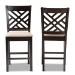 Baxton Studio Caron Modern and Contemporary Sand Fabric Upholstered Espresso Brown Finished Wood Counter Height 2-Piece Pub Chair Set - RH317P-Sand/Dark Brown-PC
