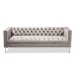 Baxton Studio Zanetta Glam and Luxe Gray Velvet Upholstered Gold Finished Sofa - TSF-7723-Grey/Gold-SF